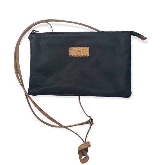 moscardini firenze Made In Italy Black And Brown Leather Crossbody Bag - Picture 2 of 5